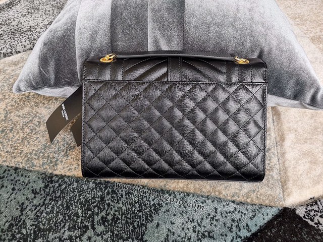 YSL专柜款女包 聖羅蘭經典款原廠皮ENVELOPE粒面壓花絎縫紋中號信封包 487206  jjh1166